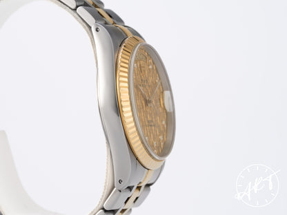 Tudor Prince Day-Date Gold Linen Diamond Dial 18K Gold & SS Watch 76213 BP