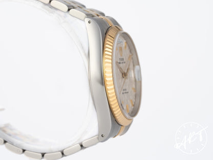 Tudor Prince Day-Date Silver Linen Dial 18K Gold & SS Watch 76213