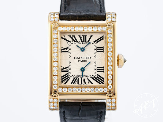Cartier CPCP Tank A Vis Dual Time Silver Dial 18K Gold Watch W1534251 w/ Box