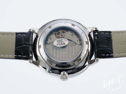 NEW Oupinke Moonphase Silver Dial SS Auto Watch 3309 w/ Paper & Manual