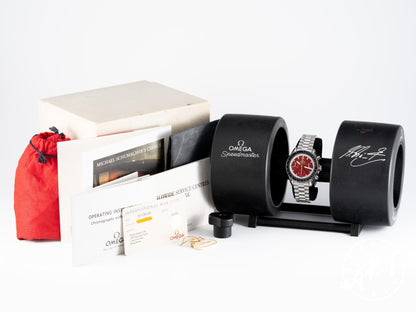 Omega Speedmaster Reduced Red Dial Lume Matching Patina SS Schumacher Watch 3510.61.00 BP