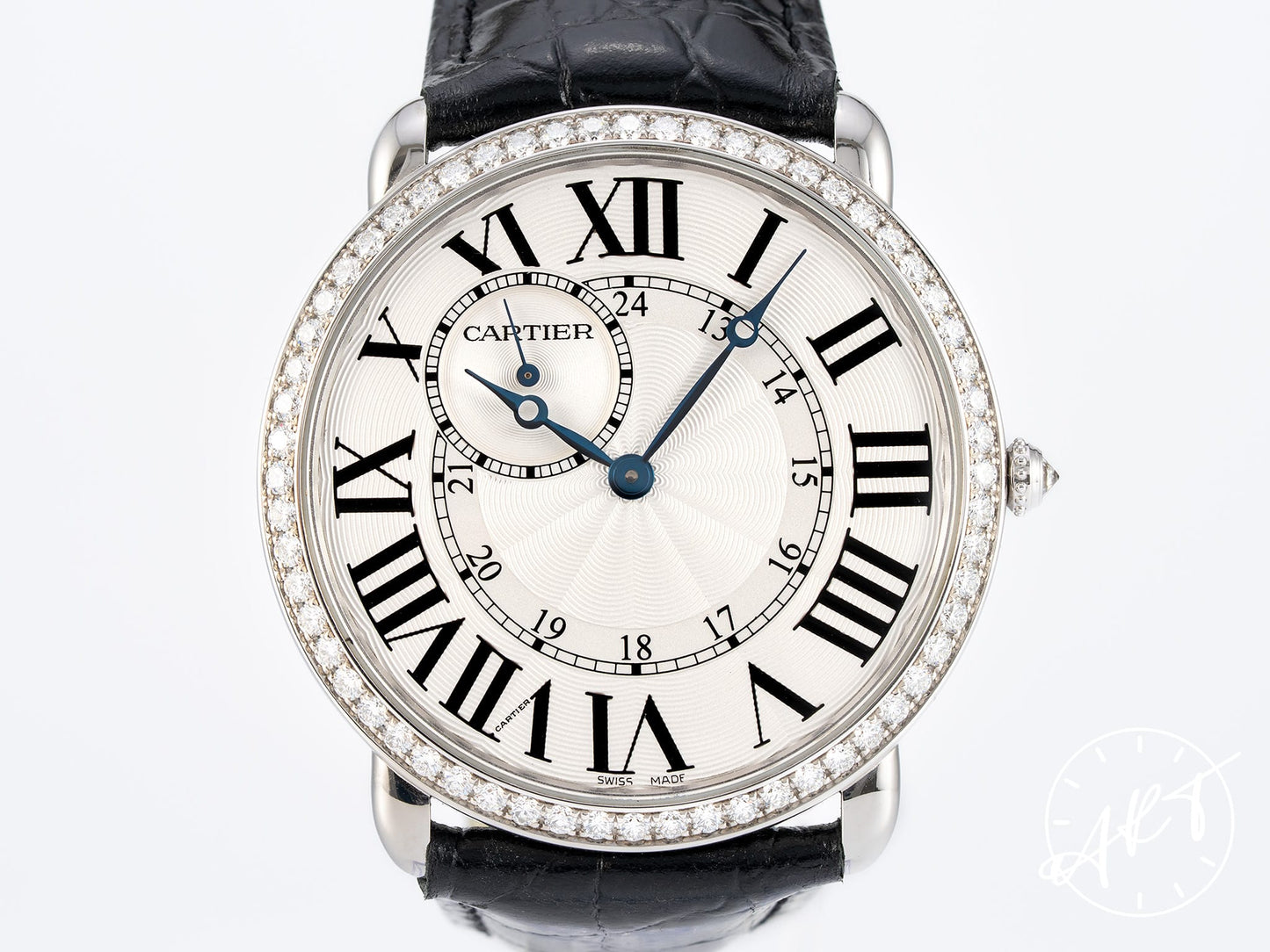 Cartier Ronde Louis Cartier 18K WG FACTORY Diamond Manual Watch WR007002 w/ B&P