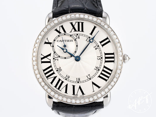 Cartier Ronde Louis Cartier 18K WG FACTORY Diamond Manual Watch WR007002 w/ B&P