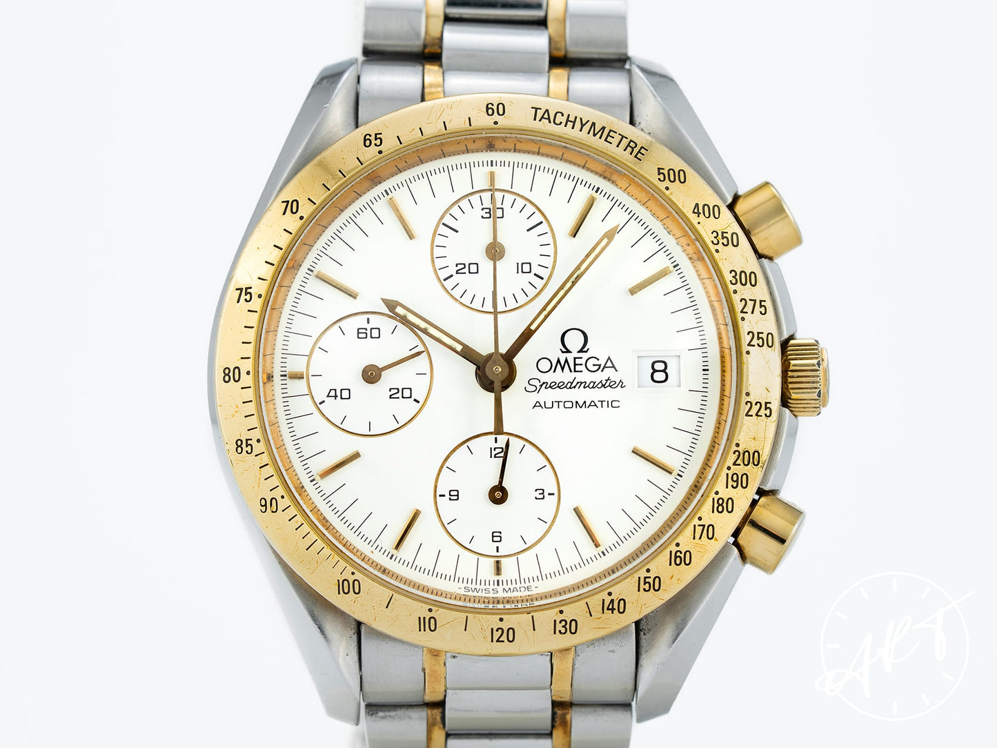 Omega Speedmaster Date 39 Chrono White Dial 18K Gold & SS Watch 3311.20.00