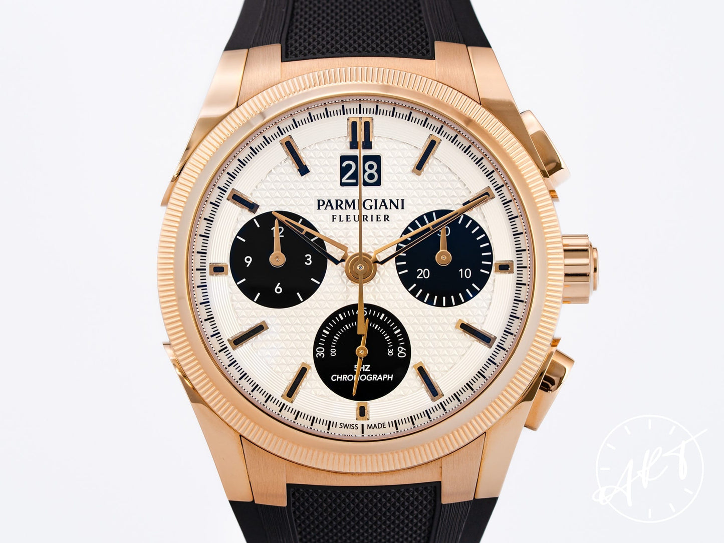 Parmigiani Tonda GT Chrono Big Date Panda Dial 18K RG Auto Watch PFC903 w/ B&P