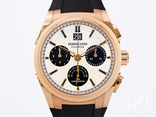 Parmigiani Tonda GT Chrono Big Date Panda Dial 18K RG Auto Watch PFC903 w/ B&P