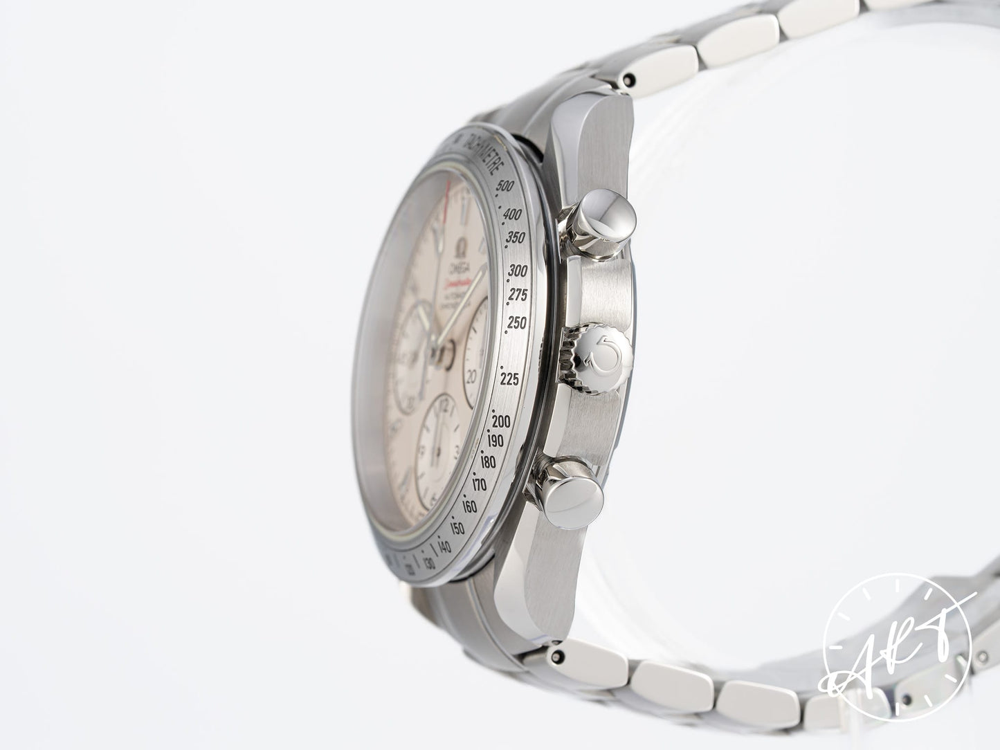 Omega Speedmaster Date 40 Chronograph Silver Dial SS Auto Watch w/ Box & Manual