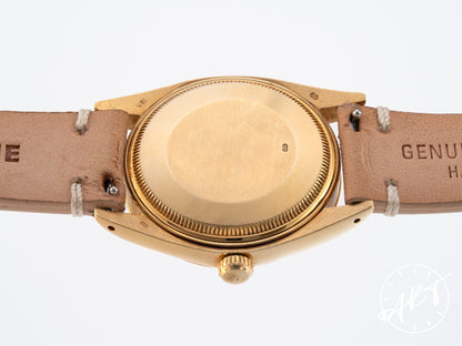 Vintage 1975 Rolex Oyster Perpetual Date Gray Dial 18K Gold Watch 1500 w/ Box