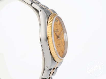 Tudor Prince Day-Date Gold Linen Dial 18K Gold & SS Watch 76213