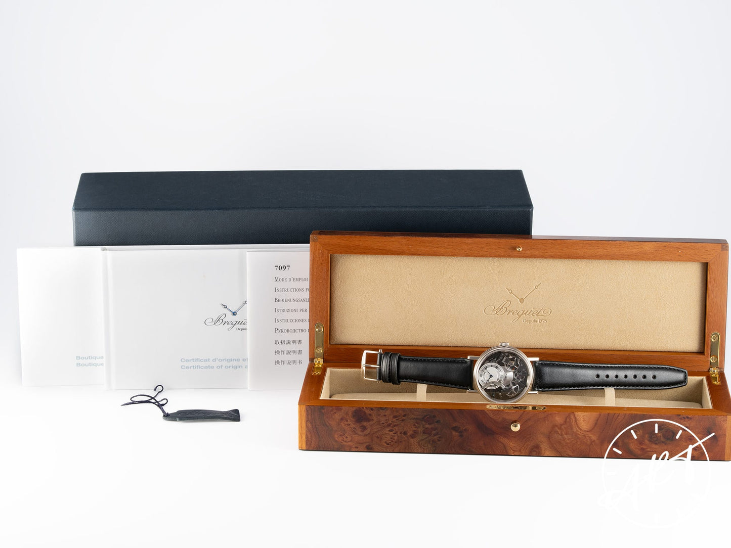 Breguet Tradition Retrograde Second Black & Silver Dial 18K WG Watch 7097BB BP