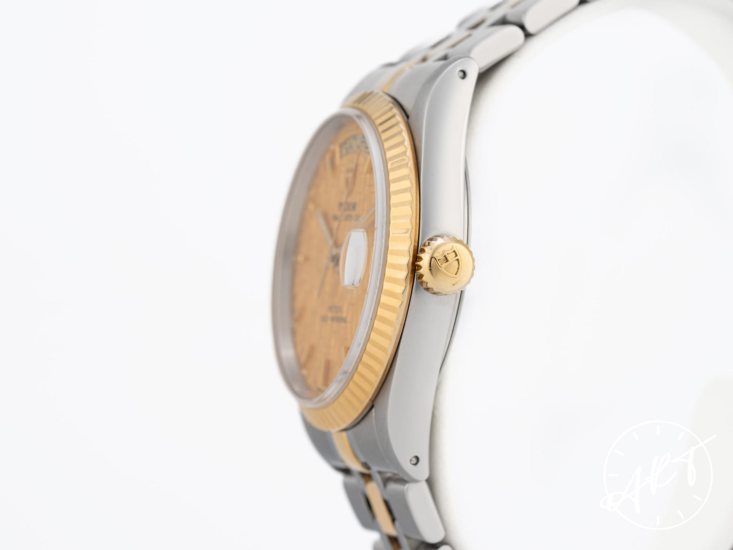 Tudor Prince Day-Date Gold Linen Dial 18K Gold & SS Watch 76213