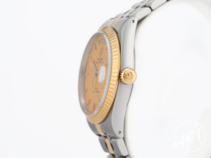 Tudor Prince Day-Date Gold Linen Dial 18K Gold & SS Watch 76213
