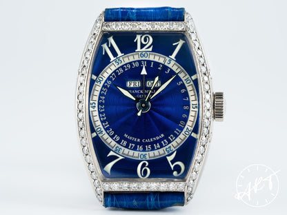 Franck Muller Cintrée Curvex Master Calendar Blue Dial 18K WG & Custom Diamond Watch 5850 MC w/Box
