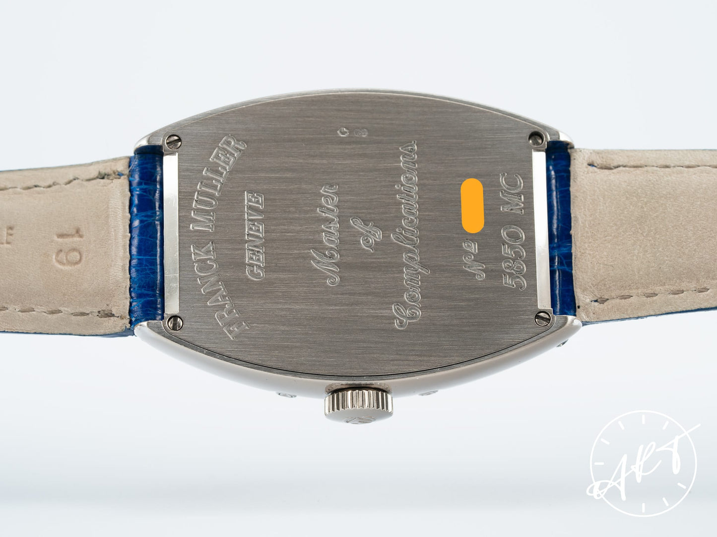 Franck Muller Cintrée Curvex Master Calendar Blue Dial 18K WG & Custom Diamond Watch 5850 MC w/Box