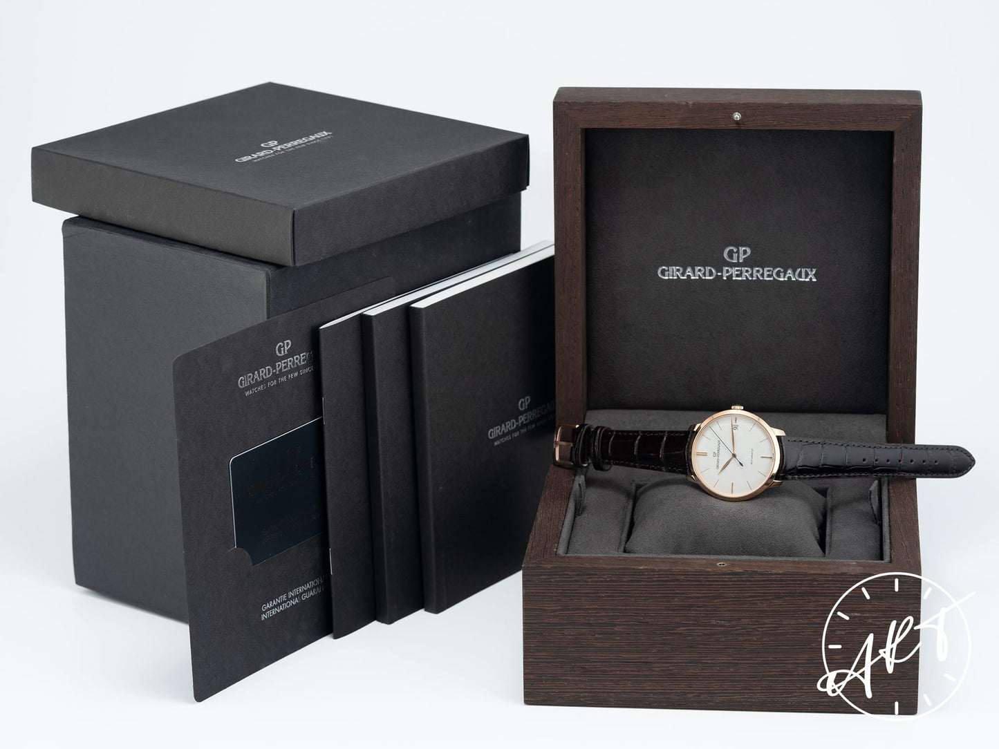 Girard-Perregaux 1966 Silver Dial 18K Rose Gold Auto Watch 49527 in FULL SET