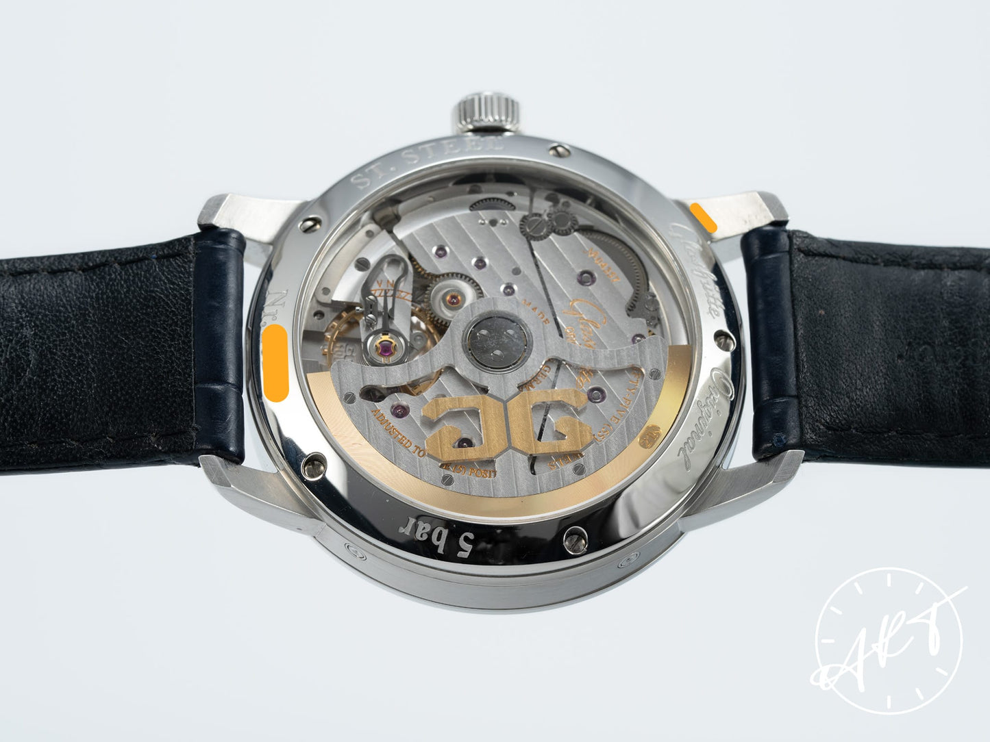 Glashütte Original Senator Panorama Date Moon Phase Blue Dial SS Auto Watch BP