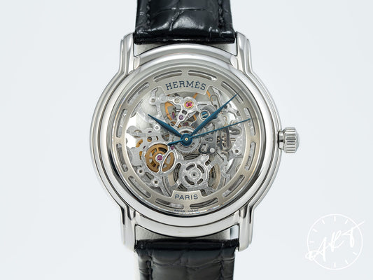 Hermès Sesame Silver Skeleton Dial Stainless Steel Automatic Watch SM1.710