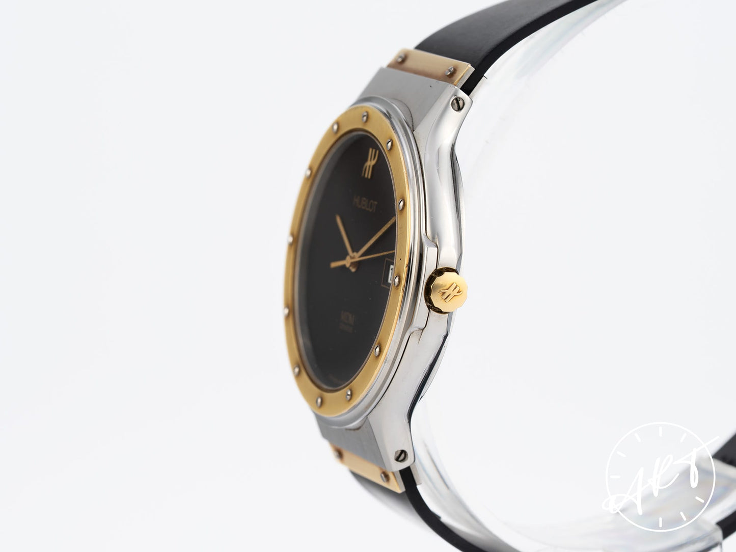 Vintage Hublot MDM Classic Black Dial 18K Gold & SS Quartz Watch 1521.1
