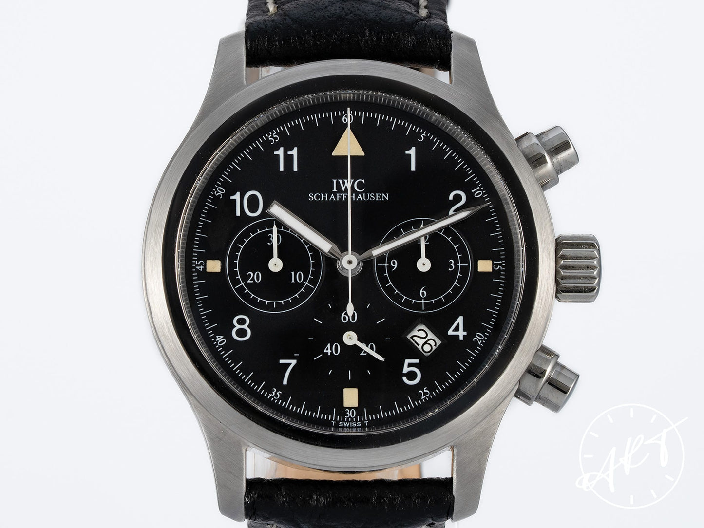 IWC Pilot’s Chronograph Black Dial SS Mecha-Quartz Military Watch IW374101