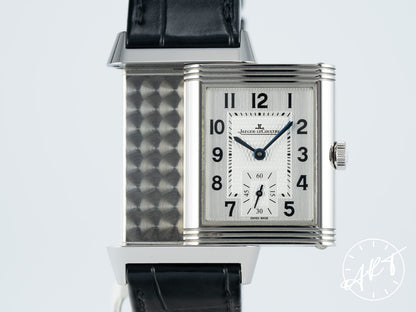 Jaeger-LeCoultre Reverso Classic Duoface Travel Time Day/Night Black & Silver Dial SS Watch Q2458420 BP