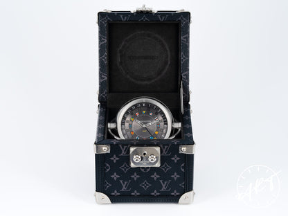 Louis Vuitton Tambour Monogram Eclipse Trunk Table Clock Q1Q030 w/ Box
