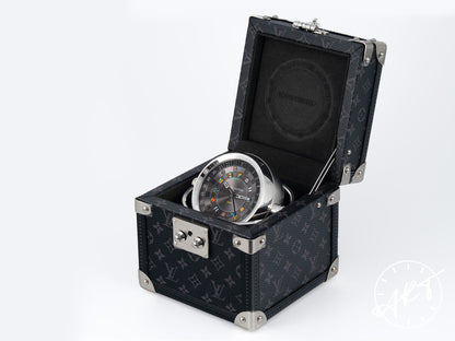 Louis Vuitton Tambour Monogram Eclipse Trunk Table Clock Q1Q030 w/ Box