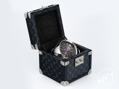 Louis Vuitton Tambour Monogram Eclipse Trunk Table Clock Q1Q030 w/ Box