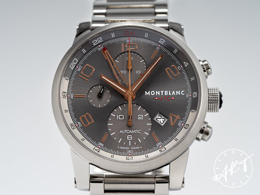 Montblanc Timewalker UTC Chronograph Gray Dial SS Auto Watch 107303 w/ Box