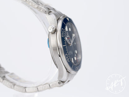 NEW Omega Seamaster Co-Axial Chronometer Blue Dial SS Auto Diver Watch w/ B&P