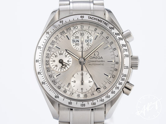 Omega Speedmaster Triple Date Chrono Silver Dial SS Watch 3523.30.00 w/ Papers