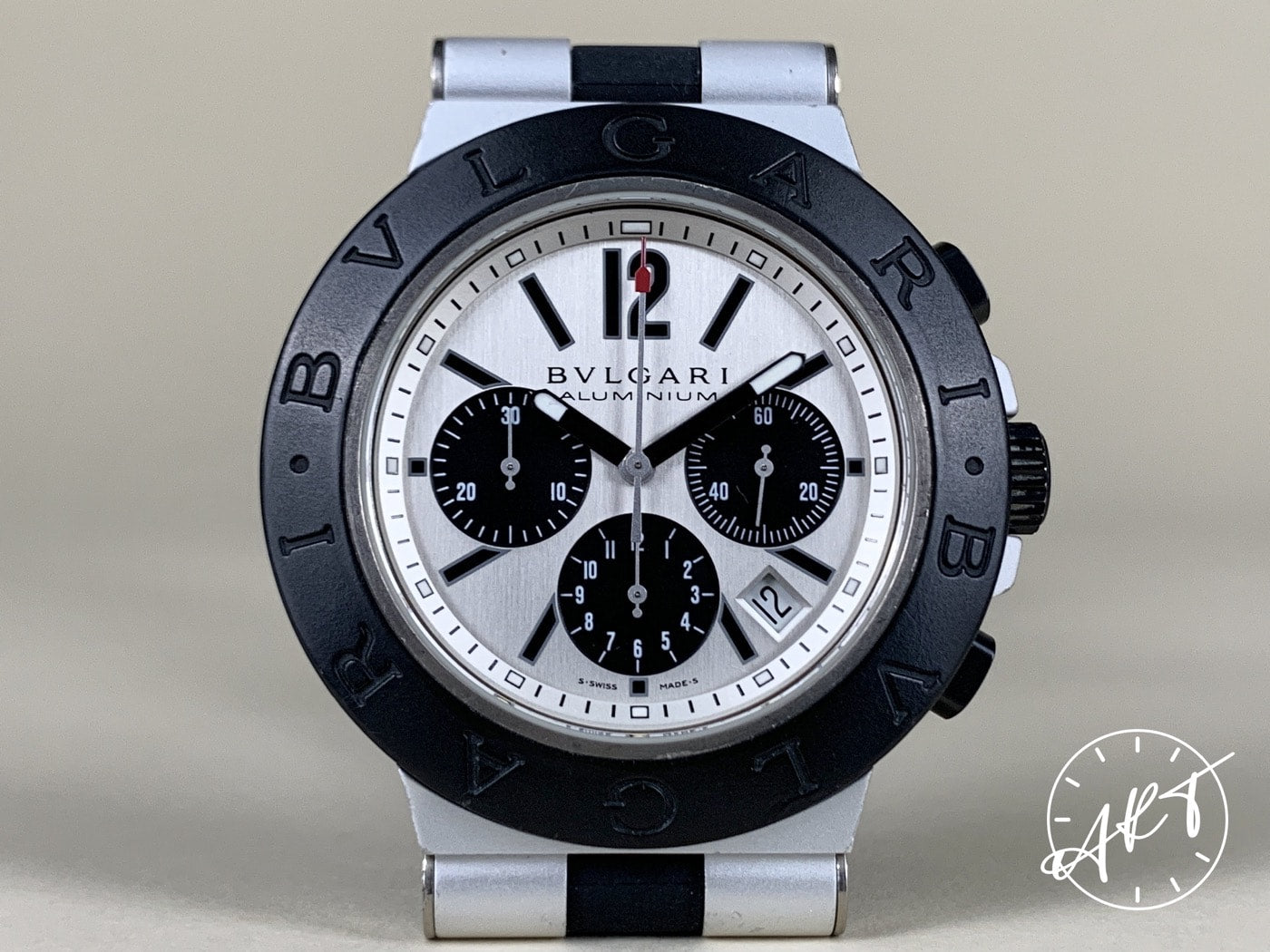 Bvlgari Diagono Chrono Black & Silver Dial Aluminum Watch AC 44 TA