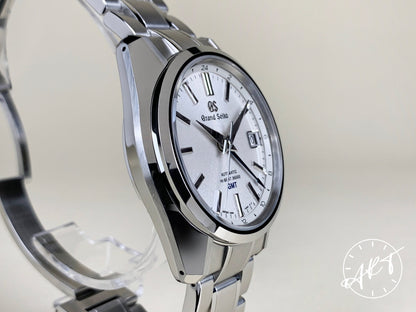 Grand Seiko Heritage GMT Hi-Beat Silver Dial SS Mount Iwate Watch SBGJ201 BP