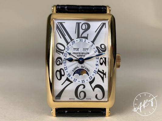 Franck Muller Long Island Master Calendar Moonphase Silver Dial 18K RG Watch BP