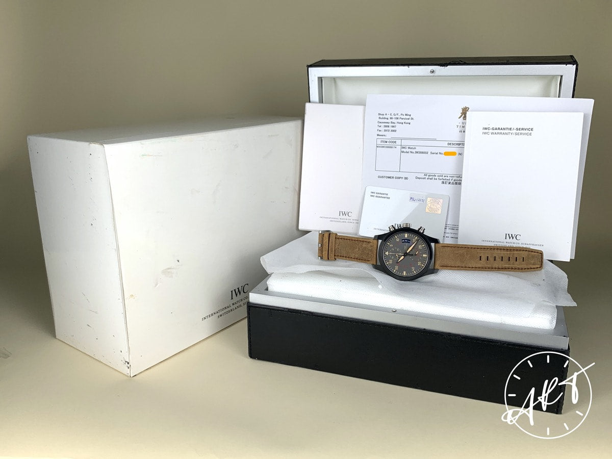 IWC Pilot Flyback Chrono Gray Dial Ceramic Auto Miramar Watch IW388002 w/ B&P