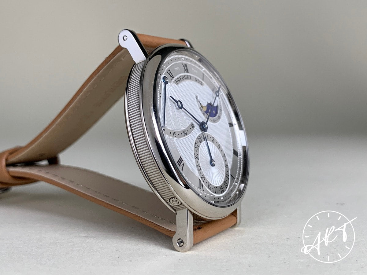 Breguet Classique Moonphase Silver Dial 18K WG Auto Watch 7137BB w/ Paper
