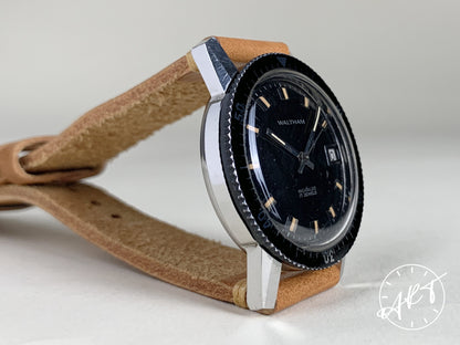 Vintage Waltham 17 Jewels Black T Dial Stainless Steel Manual Wind Watch