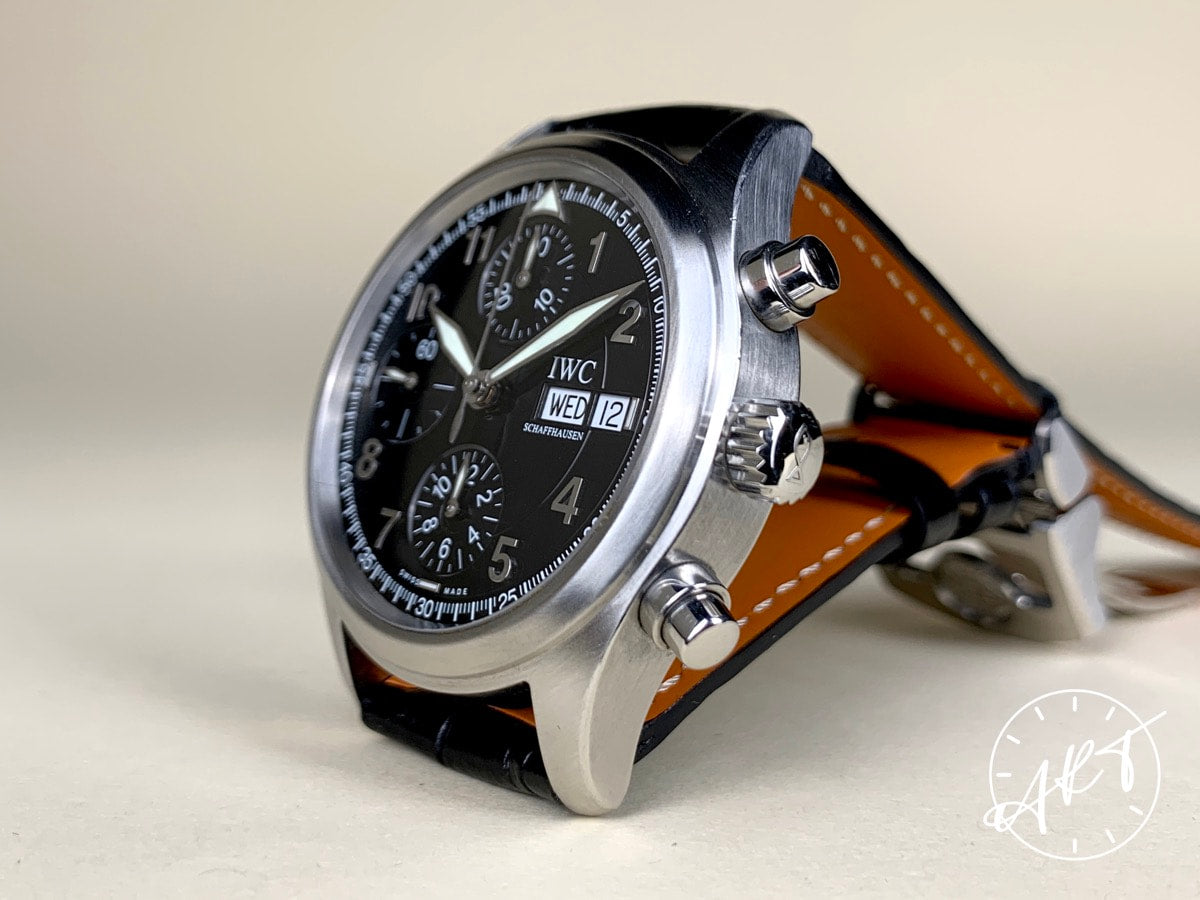IWC Pilot's Spitfire Chronograph Black Dial SS Auto Watch IW370618 w/ Paper