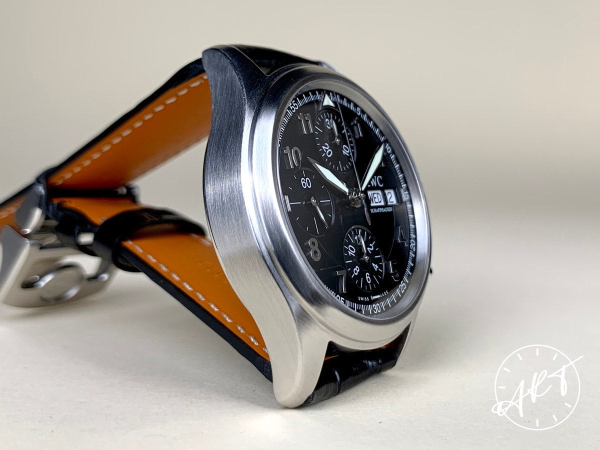 IWC Pilot's Spitfire Chronograph Black Dial SS Auto Watch IW370618 w/ Paper