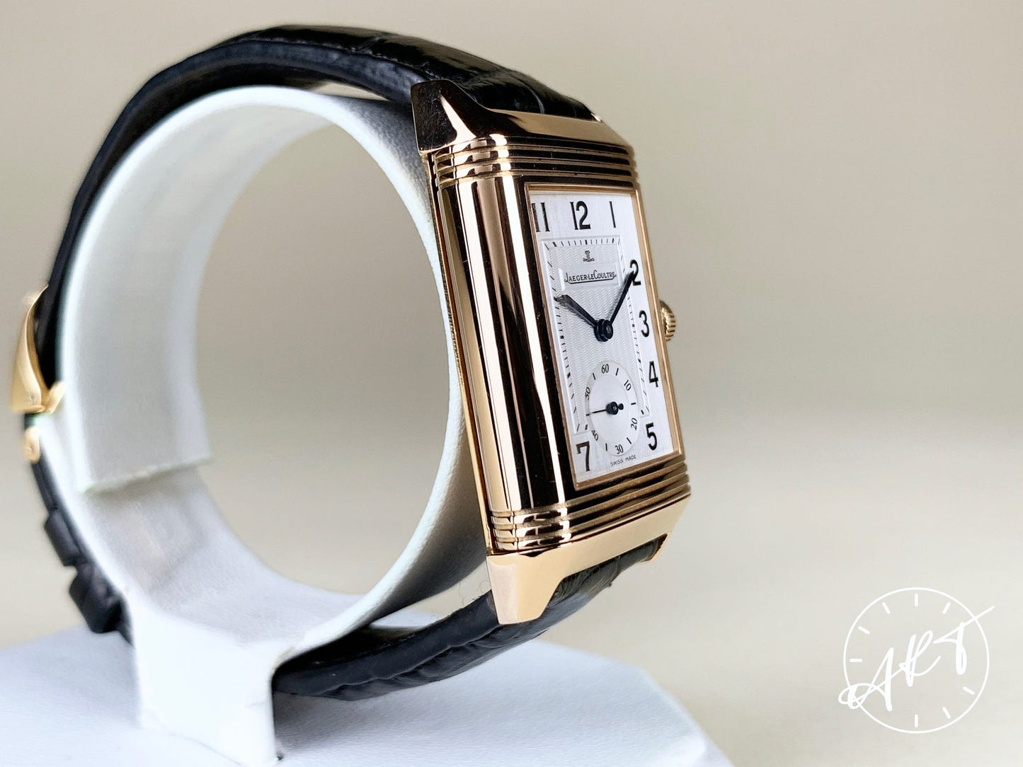 Jaeger-LeCoultre Reverso Duo GMT Black & Silver Dial 18K RG Watch Q2712410 BP