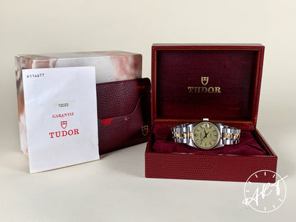 1998 Tudor Prince Date Gold Linen Dial 18K Gold & SS Ladies Watch 72033 BP