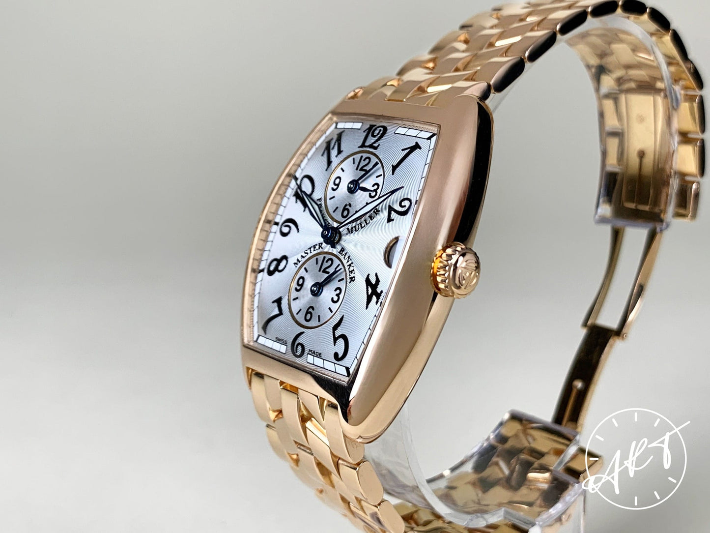 Franck Muller Cintrée Curvex Multi Time Zone Silver Dial 18K RG Watch 2852 MB BP