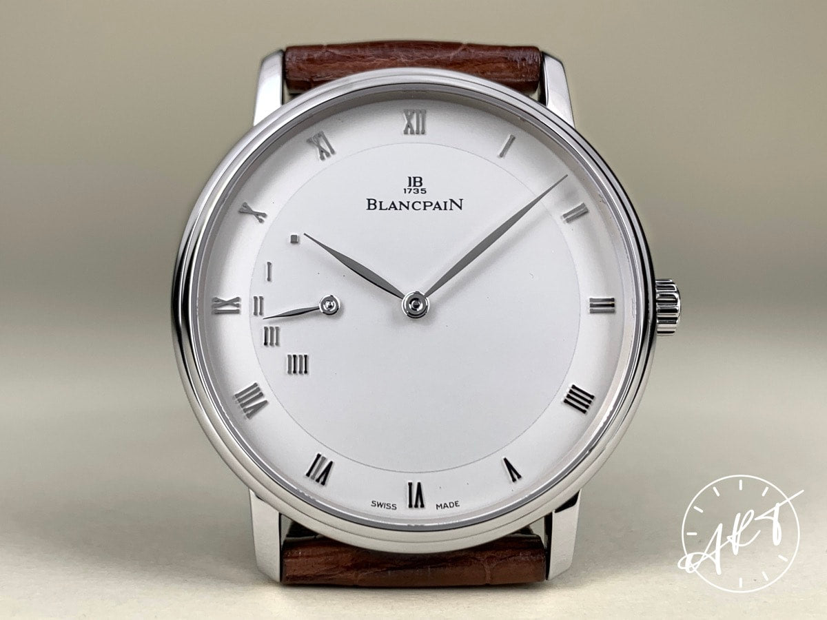 Blancpain Villeret Ultra-Slim Silver Dial 18K WG Auto Watch 4040 w/ Box & Manual