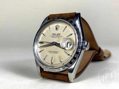 1959 Rolex Oyster Perpetual Datejust Cream Tropical Dial SS Watch 6605 w/ Paper