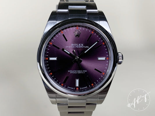 Rolex Oyster Perpetual 39 Purple Dial “Red Grape” Watch 114300 BP *Discontinued*