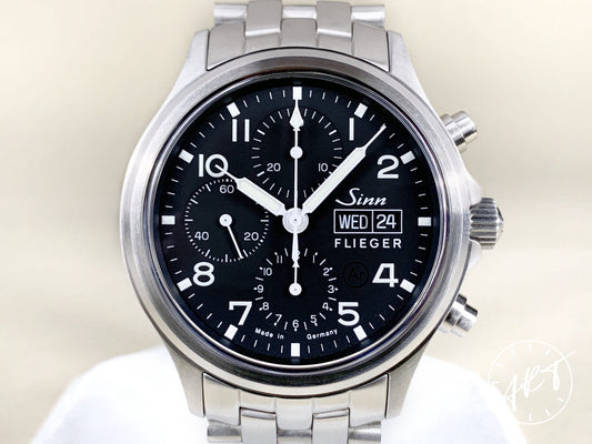 Sinn Chronographs Day-Date Black Dial SS Sa Pilot Watch 358.060 BP
