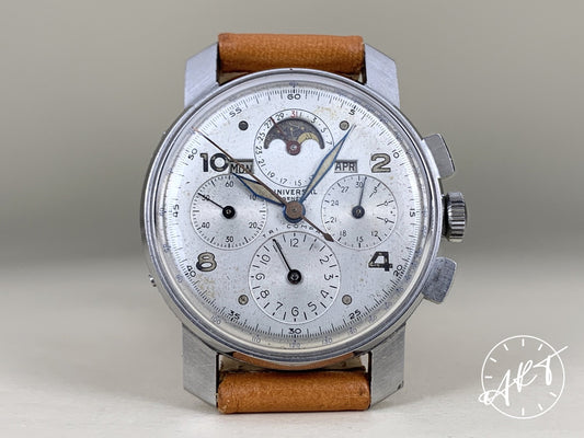 1940s Universal Genève Tri-Compax Triple Date Moonphase FAT LUGS Watch 22259