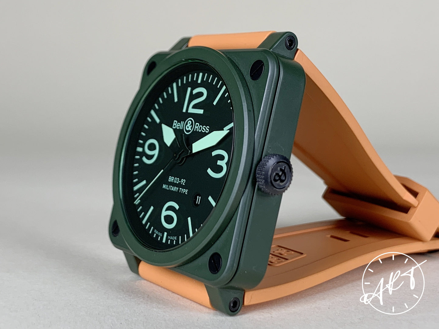 Bell & Ross Black Dial Military Green Ceramic Military Watch BR03-92-CK BP