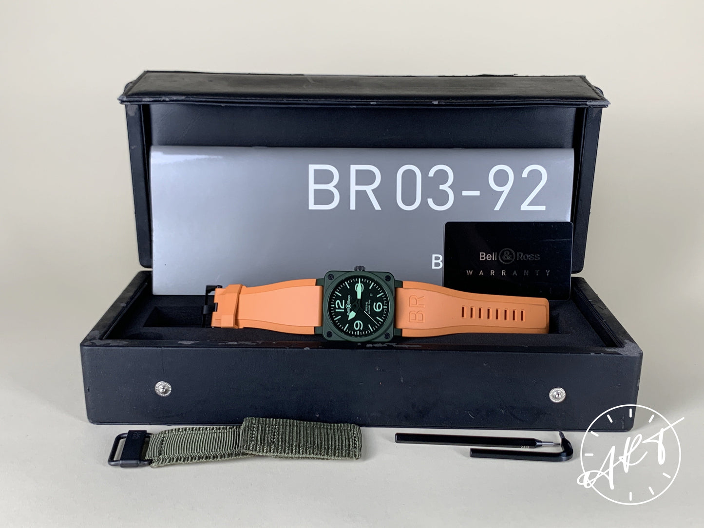 Bell & Ross Black Dial Military Green Ceramic Military Watch BR03-92-CK BP