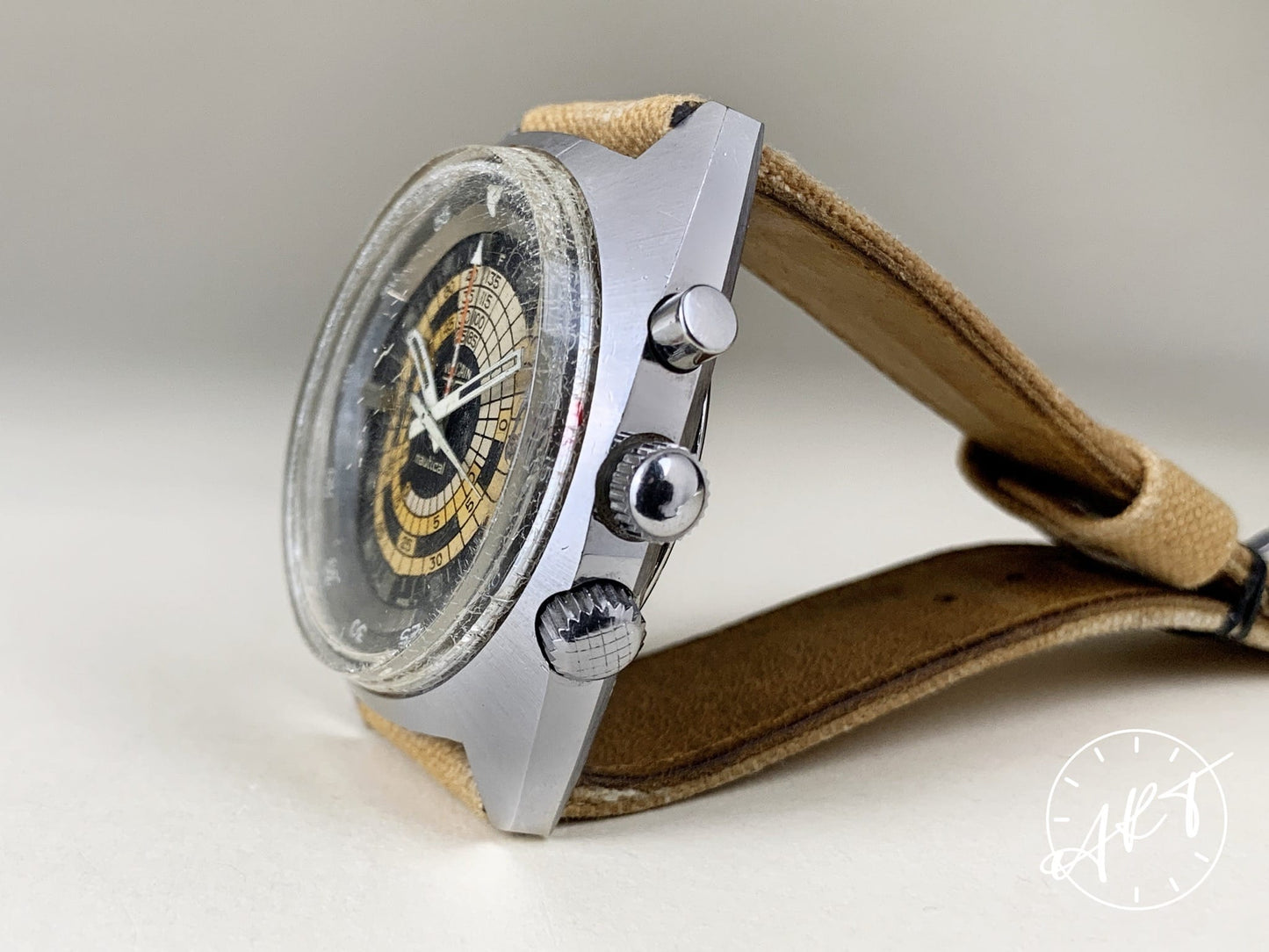 Vintage 1960s Vulcain Cricket Nautical Alarm Multicolor Dial SS Watch S 2322 B