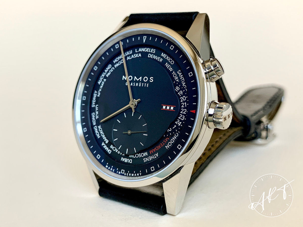 NOMOS Glashutte Zurich Weltzeit Worldtime Black Dial Amsterdam Ltd Watch BP